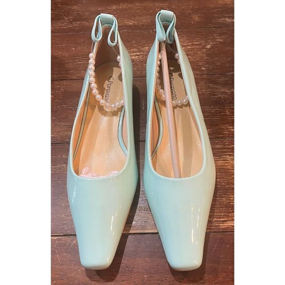 C.Paravano Ladies' Chunky Low Heel Pearl Ankle Strap - Picture 2 of 7